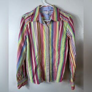 Vintage Tommy Hilfiger Womens Button Up Blouse Shirt‎ Striped Multicolor XL